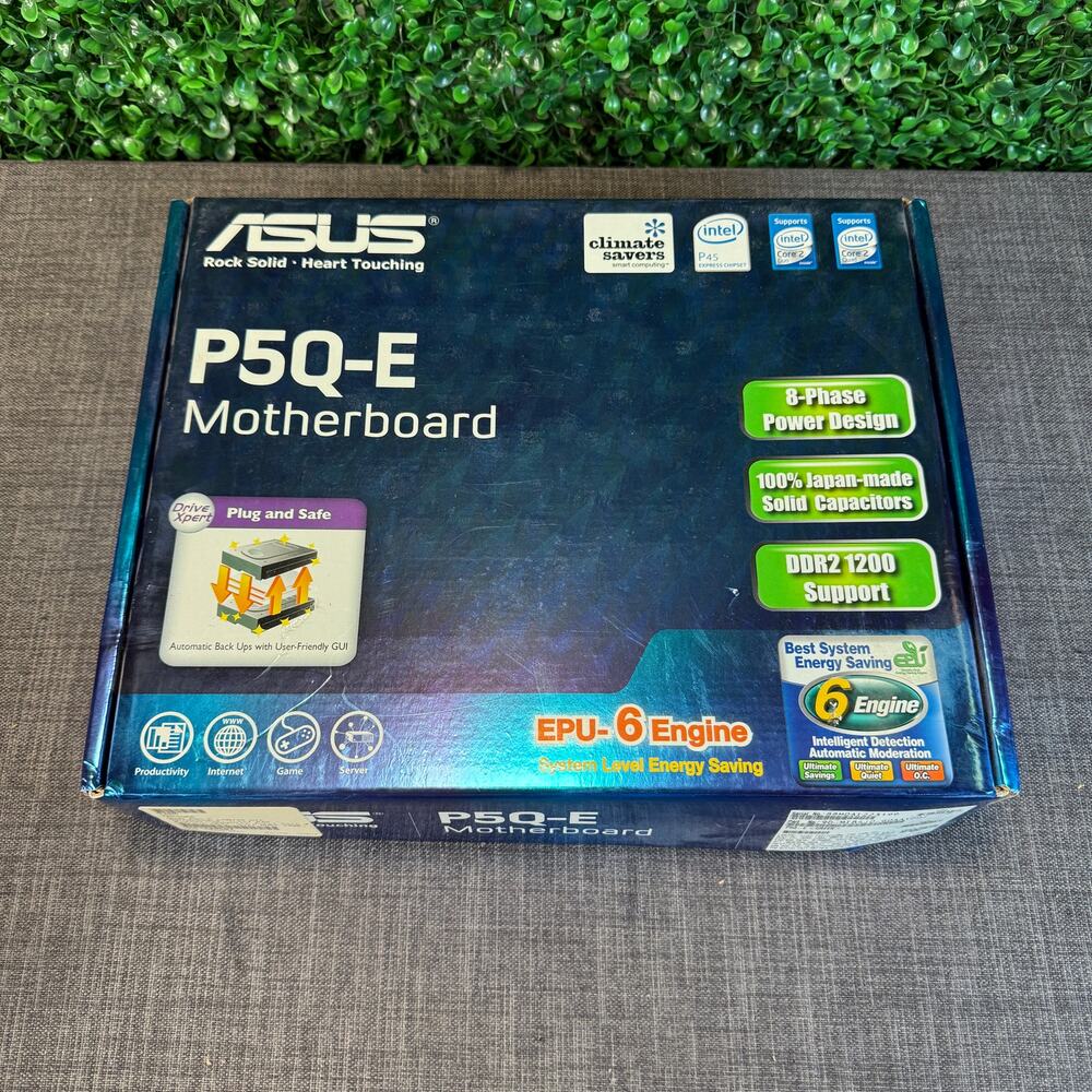 Open Box Asus P5Q-E Motherboard LGA775 Dual DDR2 Supports Intel Core 2 MBP5QER